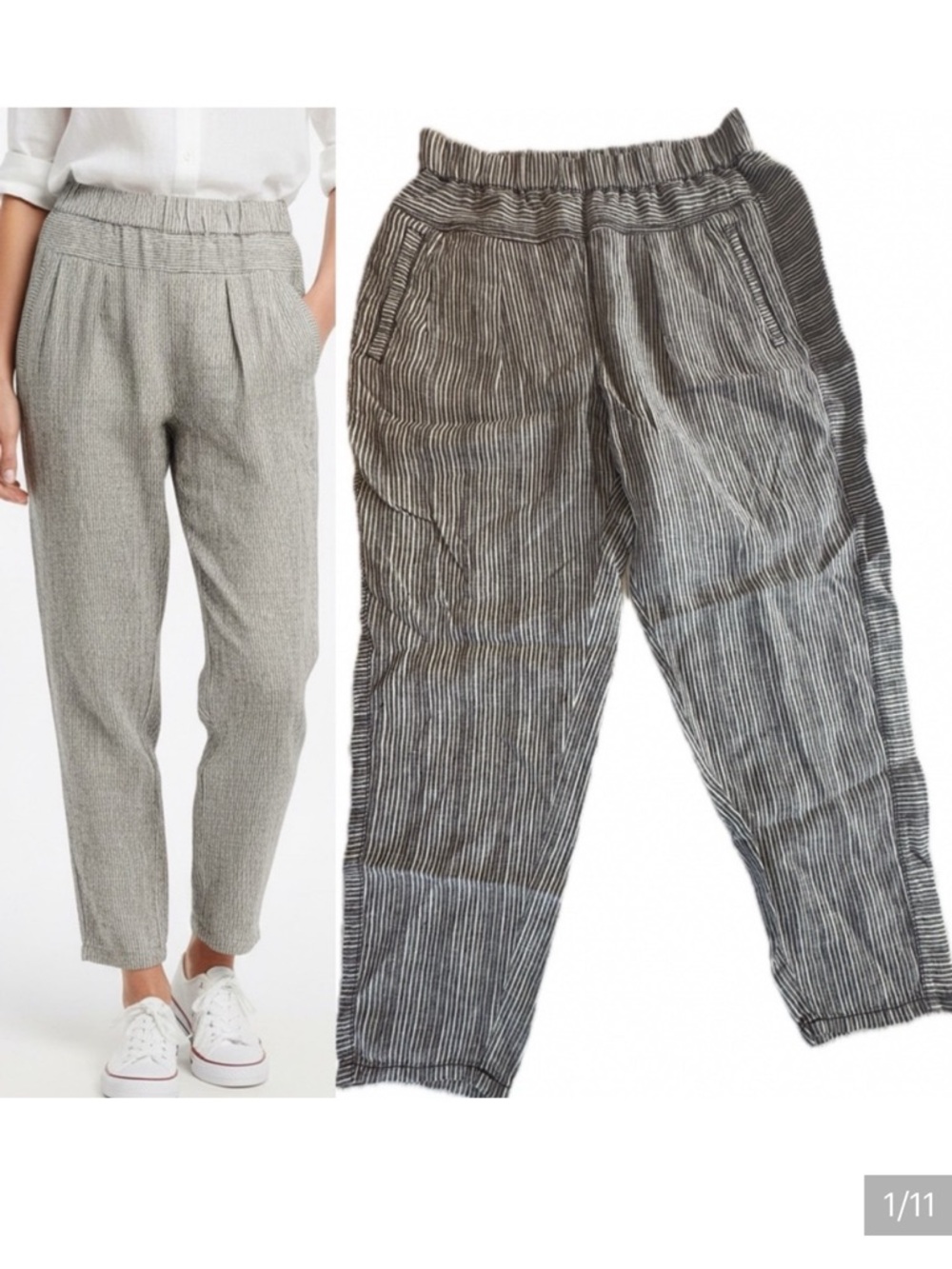 Anthropologie Hei Hei Francois Striped Linen Ankle Crop Pants with Pockets XS